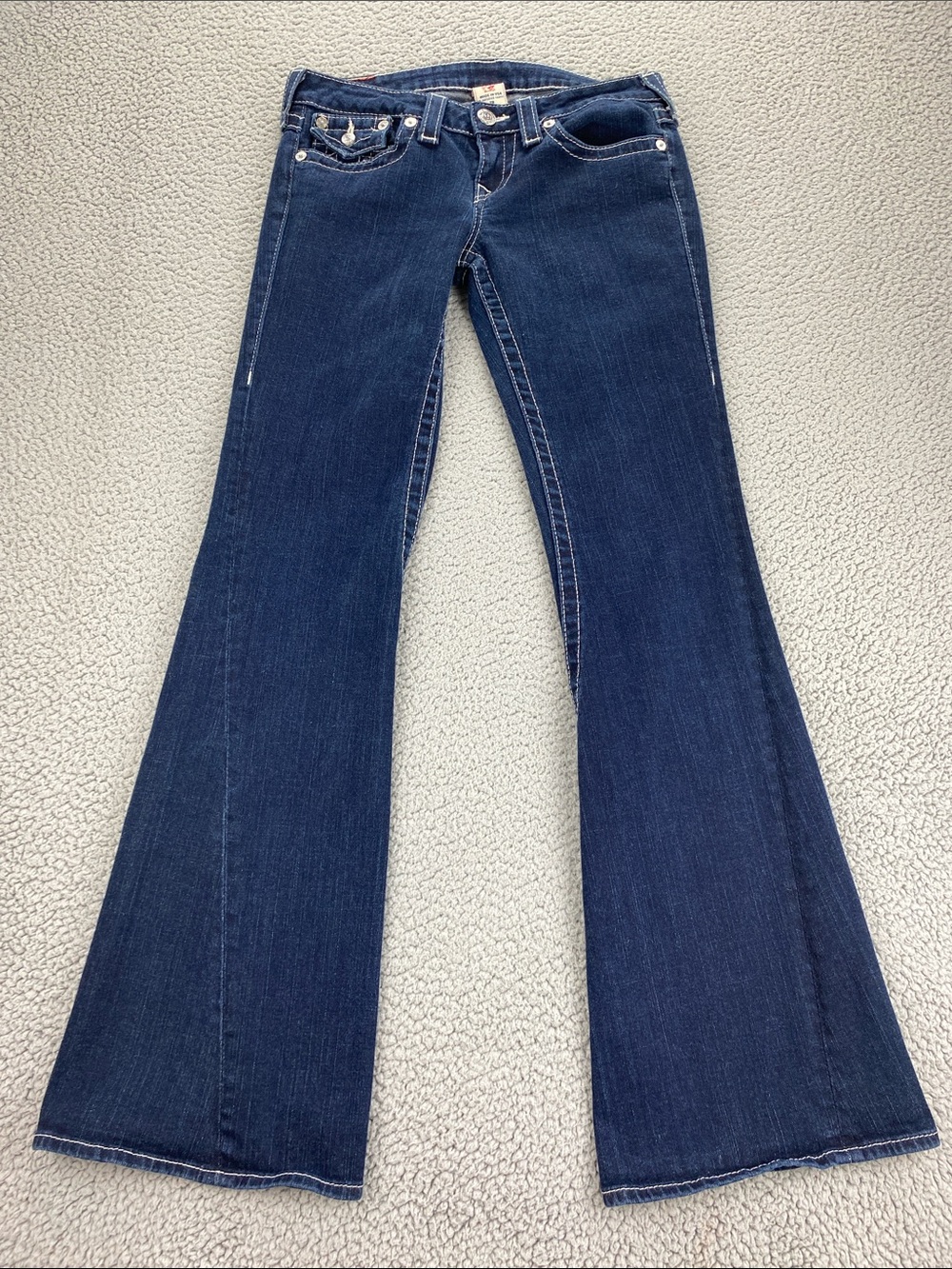 True Religion Super Joey Flare Jeans Women's 29 Made in USA Y2K Low Rise